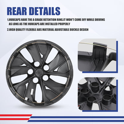 WINJET 16' Hubcaps Wheel Rims Cover for 2019-2025 Nissan Altima - Black Lacquer & Red Lacquer