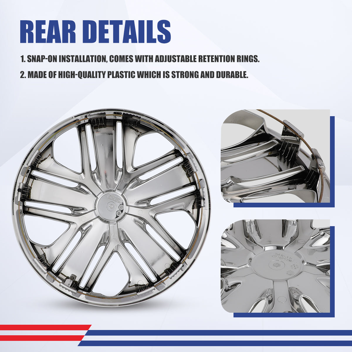 WINJET 15' Hubcaps Wheel Rims Cover for 2009-2020 Honda FIT - Chrome