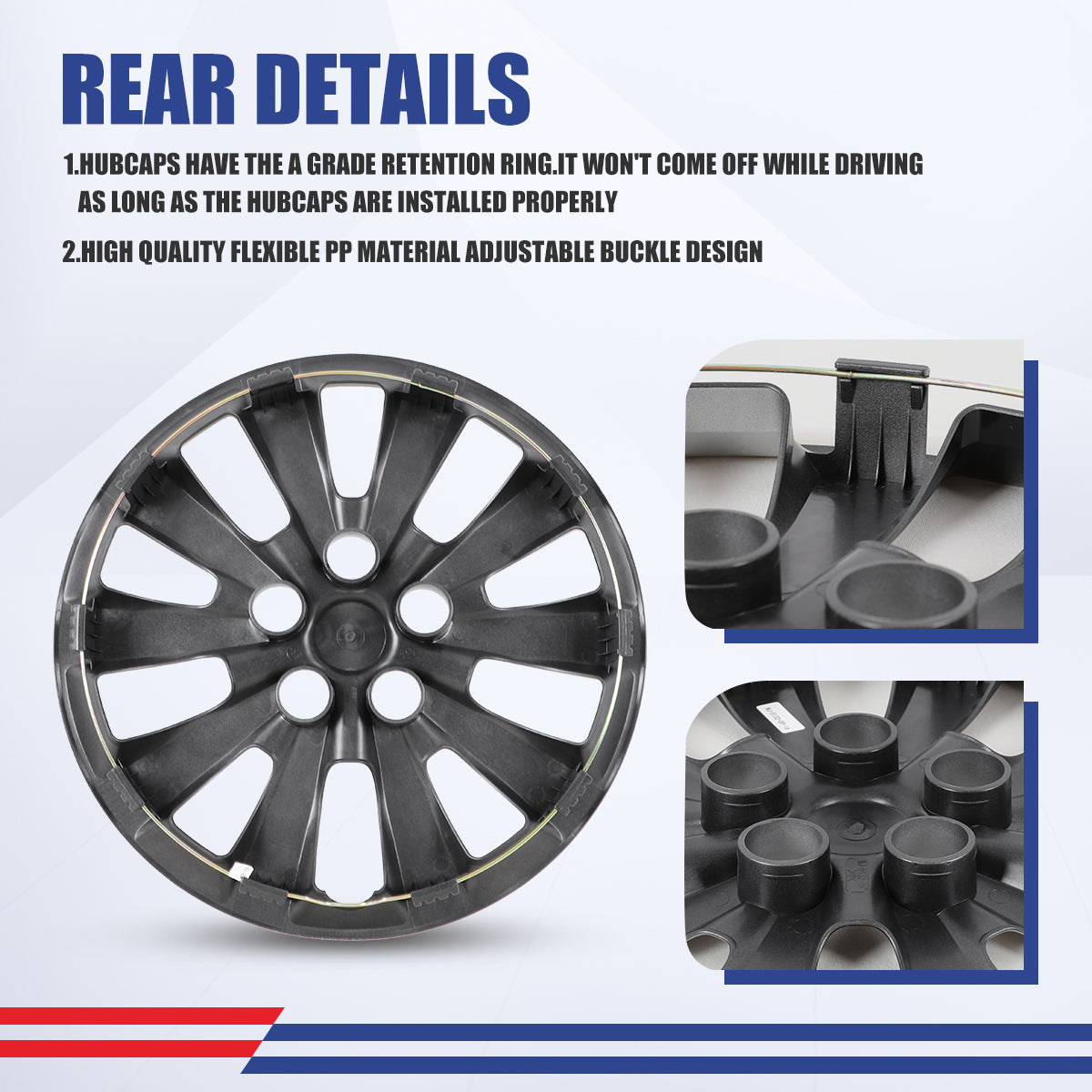 WINJET 16' Hubcaps Wheel Rims Cover for 2013-2019 NISSAN SENTRA & 2011-2017 NISSAN LEAF  - Silver & Black Lacquer