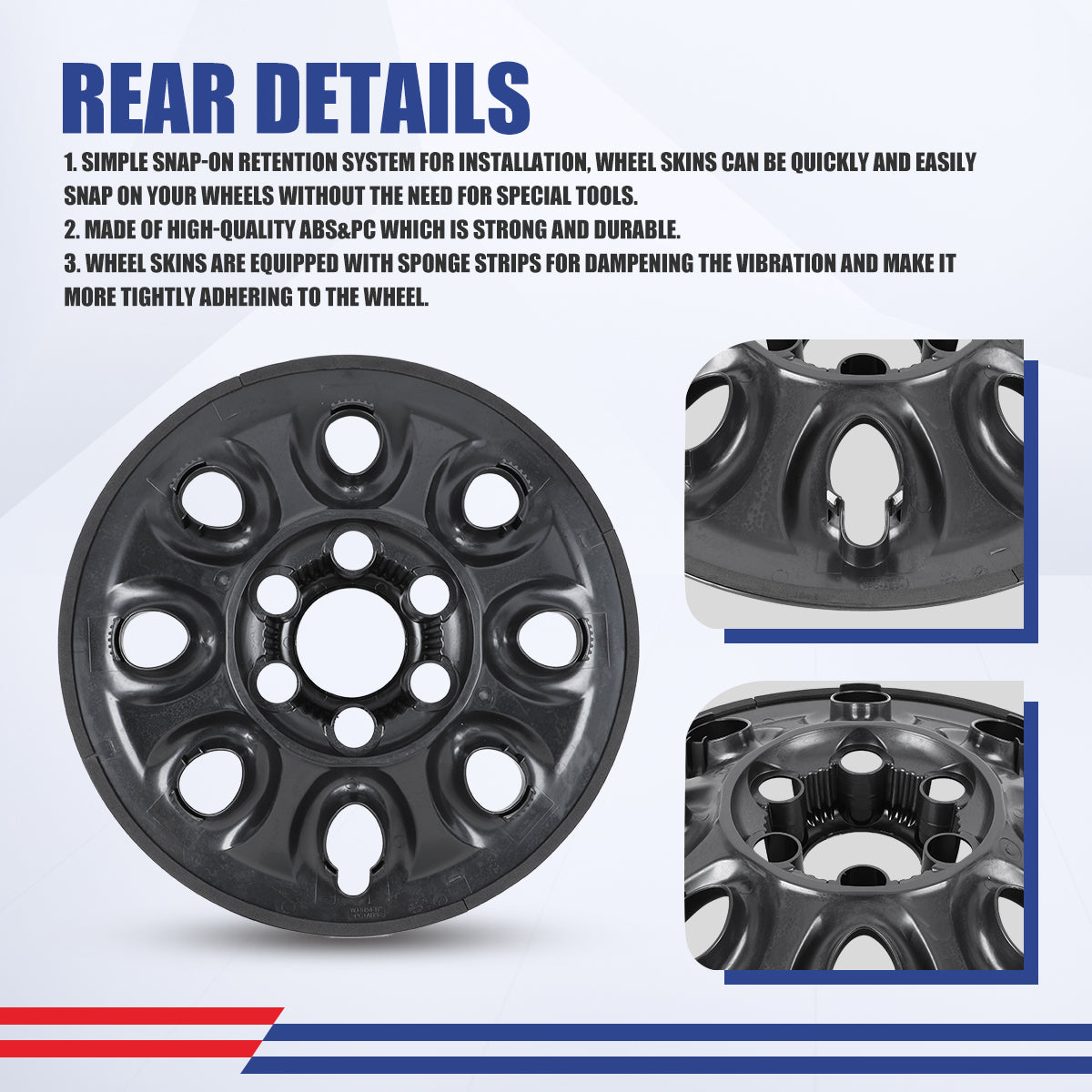 WINJET 17' Hubcaps Wheel Rims Cover for 2005-2014 Chevy Silverado/Express Van/Suburban/Tahoe, 2005-2013 GMC Sierra & 2007-2013 Avalanche - Black Lacquer