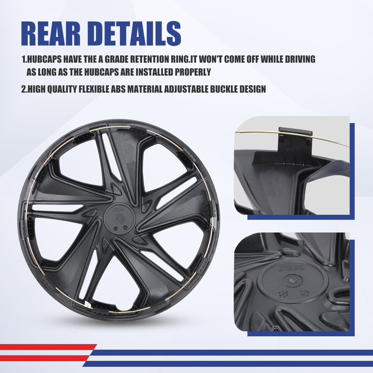 WINJET 16' Hubcaps Wheel Rims Cover for 2016-2026 Honda Civic SEDAN - Black Lacquer & Blue Lacquer