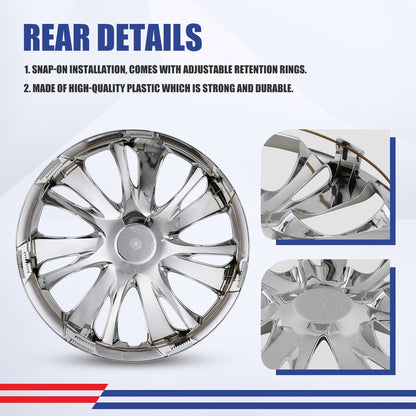 WINJET 15' Hubcaps Wheel Rims Cover for 2019-2020 Toyota Yaris Sedan/iA Sedan - Chrome