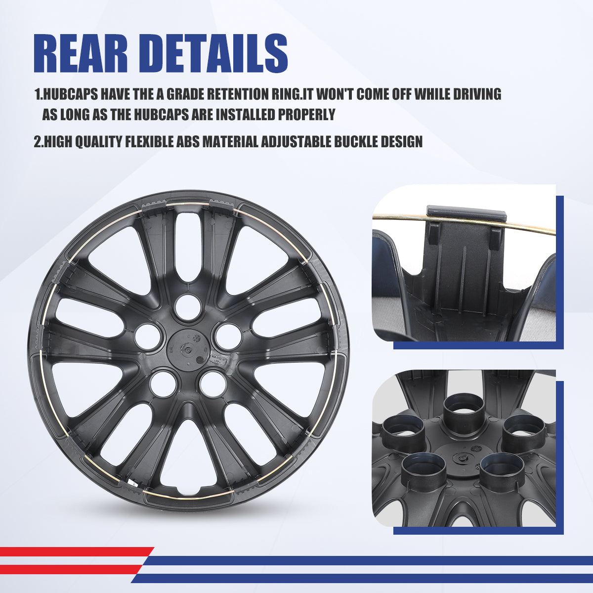 WINJET 16' Hubcaps Wheel Rims Cover for 2013-2018 Nissan Altima Sedan  - Black & Blue Lacquer