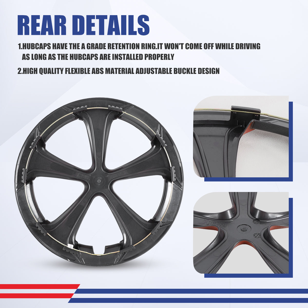 WINJET 15' Hubcaps Wheel Rims Cover for 2010-2015 TOYOTA PRIUS  - Black & Red Lacquer