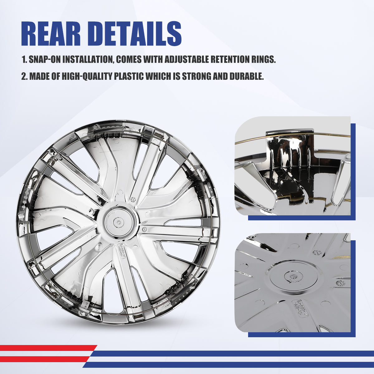 WINJET 14' Hubcaps Wheel Rims Cover for 2014-2025 Mitsubishi Mirage - Chrome