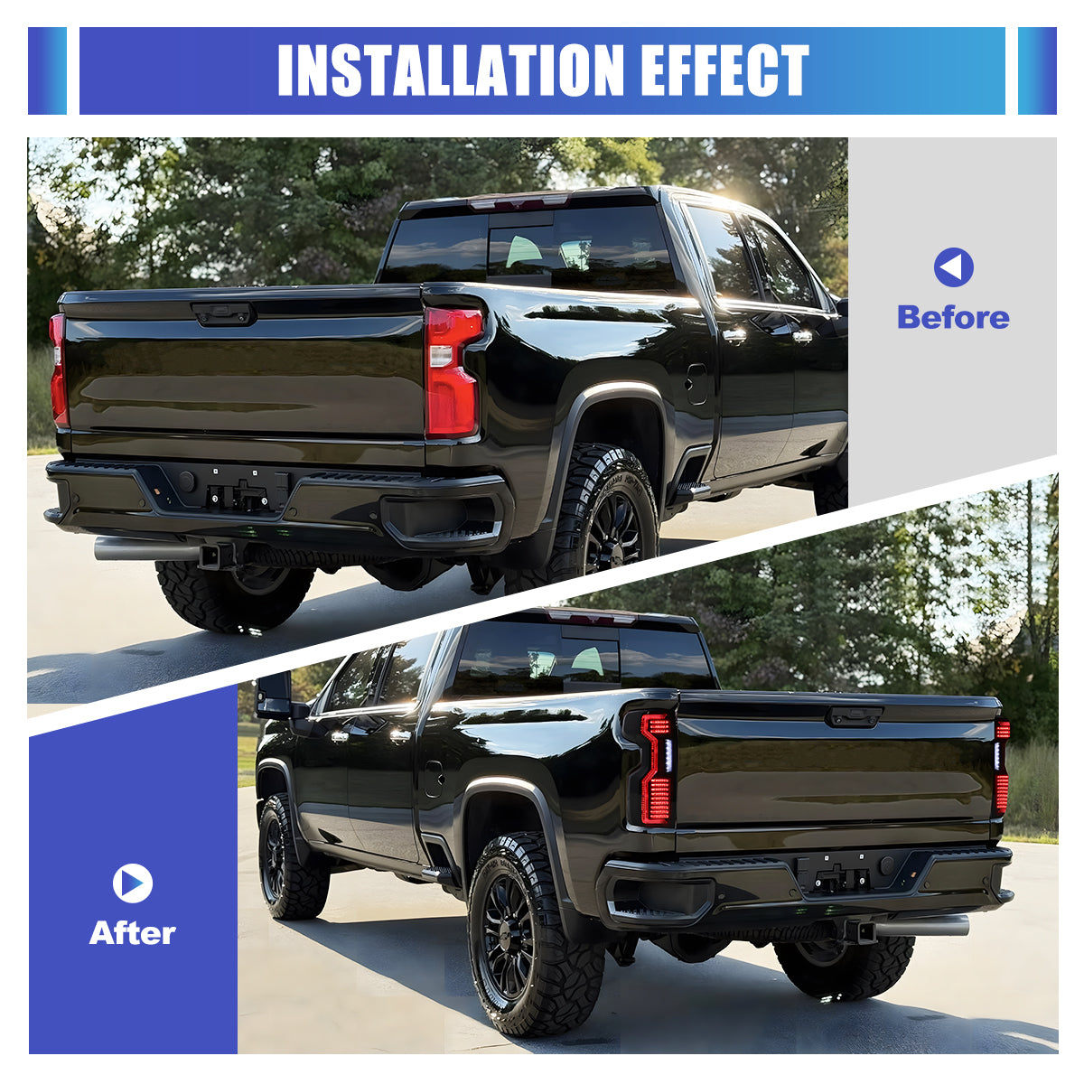 For 2019-2025 Chevy Silverado 1500 2500 HD/3500 HD LED Sequential Taillight - Black / Smoke