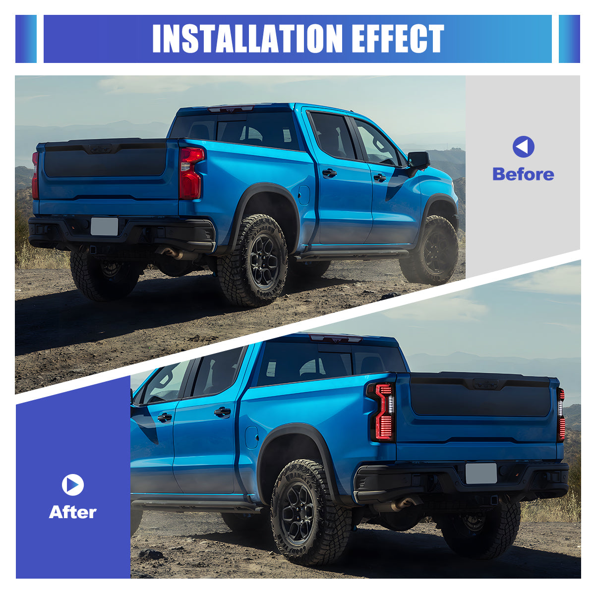 For 2019-2025 Chevy Silverado 1500 2500 HD/3500 HD LED Taillight - Glossy Black / Clear