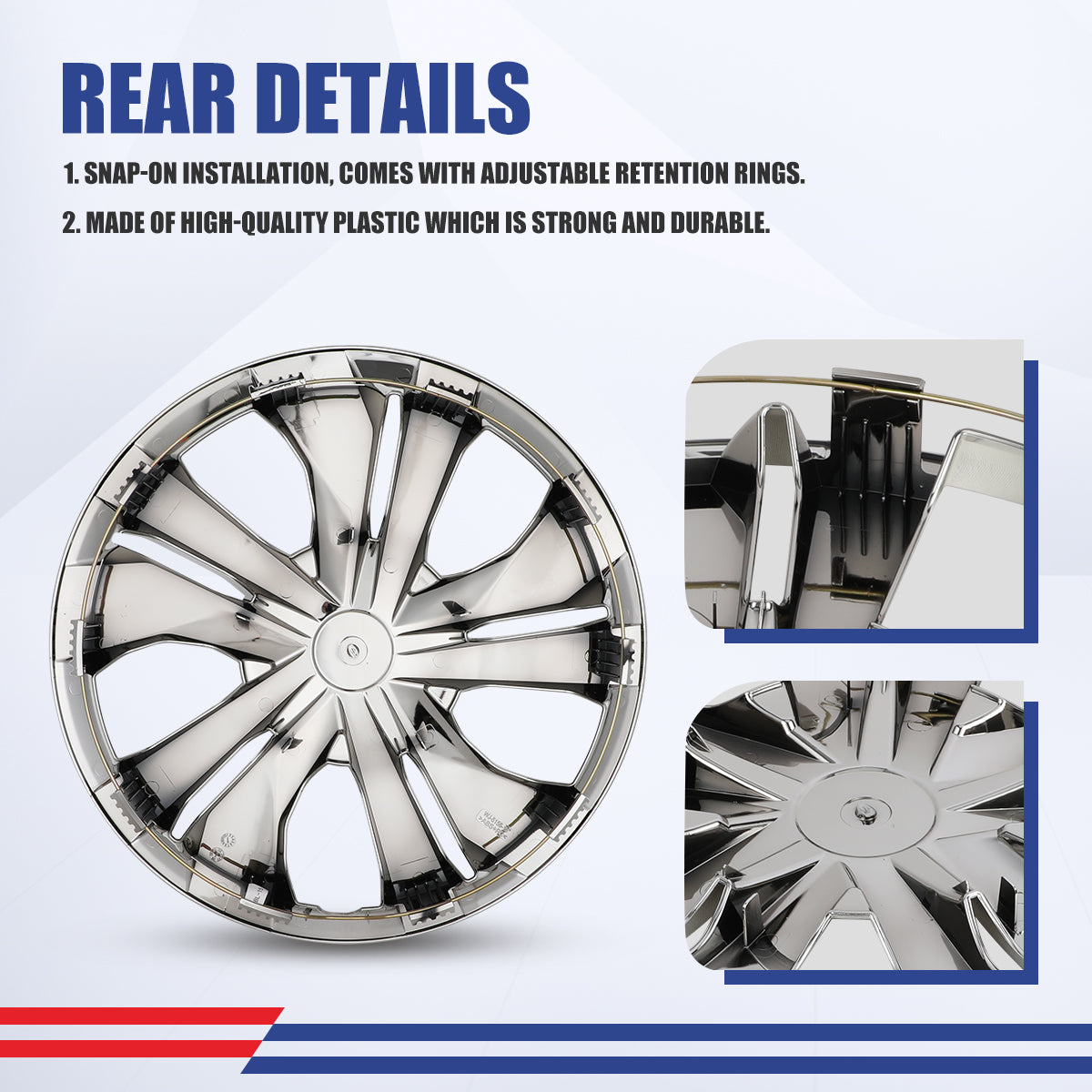 WINJET 15' Hubcaps Wheel Rims Cover for 2007-2025 NISSAN VERSA  - Chrome