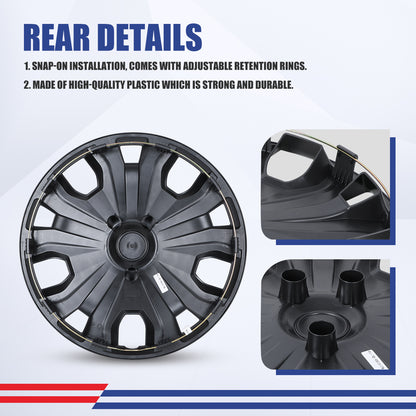 WINJET 16' Hubcaps Wheel Rims Cover for 2014-2023 Ford Transit Connect  - Black Lacquer