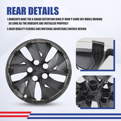 WINJET 16' Hubcaps Wheel Rims Cover for 2019-2025 Nissan Altima - Black Lacquer & Blue Lacquer