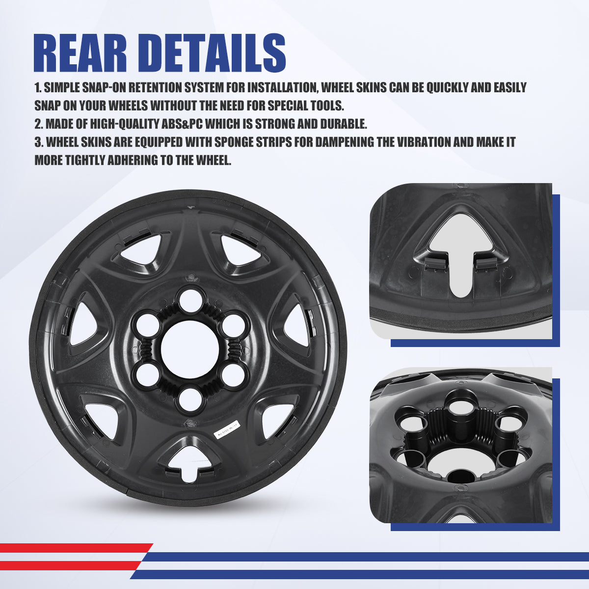 WINJET 17' Hubcaps Wheel Rims Cover for 2014-2019 Chevy Silverado and GMC Sierra - Black Lacquer