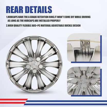 WINJET 16' Hubcaps Wheel Rims Cover for 2009-2026 TOYOTA COROLLA/2009-2014 TOYOTA MATRIX - Chrome (With Decorative Screws)