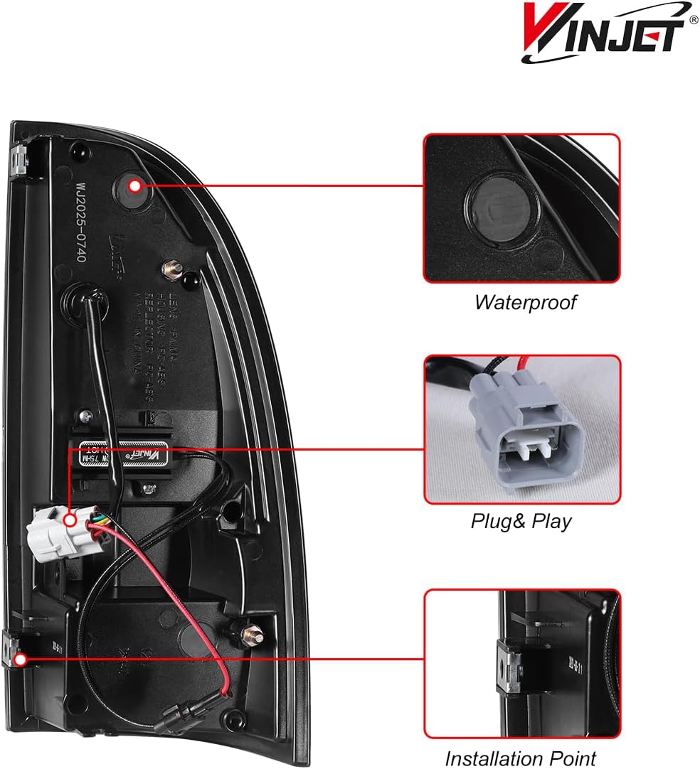 Reemplazo del conjunto de luces traseras LED para Toyota Tacoma 2005-2015 - Negro brillante/transparente