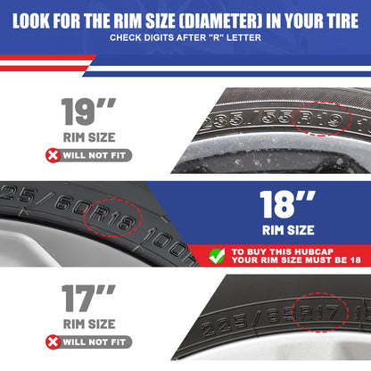 WINJET 18' Hubcaps Wheel Rims Cover for 2014-2019 Chevy Silverado - Black Lacquer