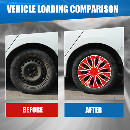 WINJET 16 inch Hubcaps Wheel Covers 5086 - White & Red Lacquer