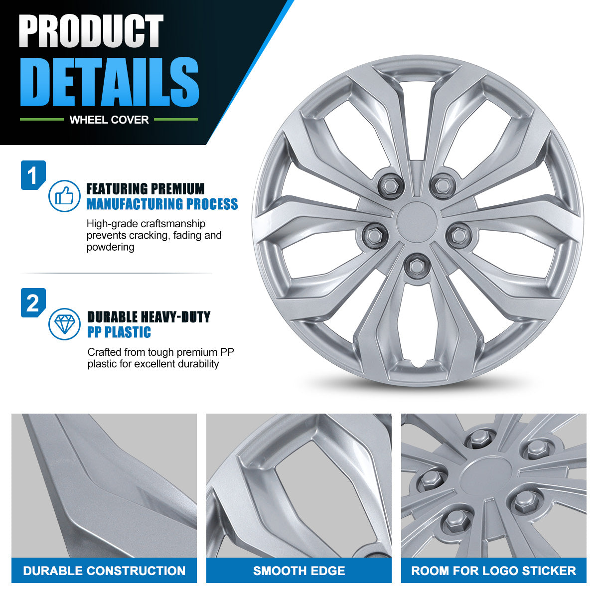 WINJET 15 inch Hubcaps Wheel Covers 5250 - Lacquer