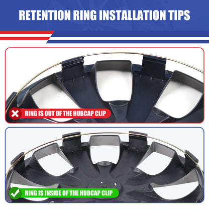 WINJET 16' Hubcaps Wheel Rims Cover for 2013-2018 Nissan Altima Sedan  - Sliver & Black Lacquer