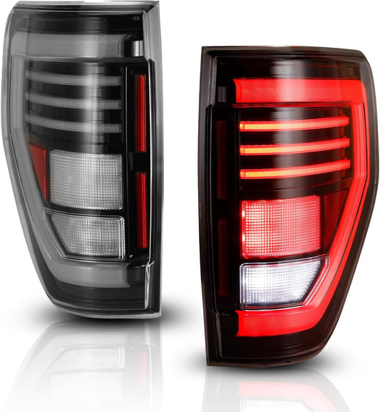 2009-2014 Ford F-150 LED Bulb Tail Lights - Glossy Black/ Clear
