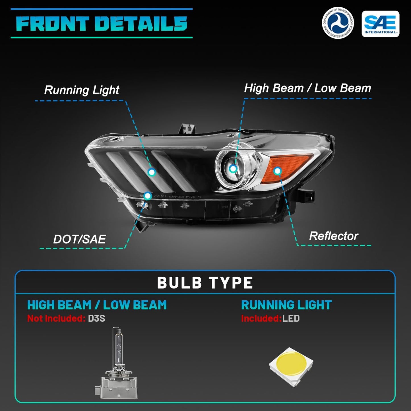 2016 mustang gt led headlights