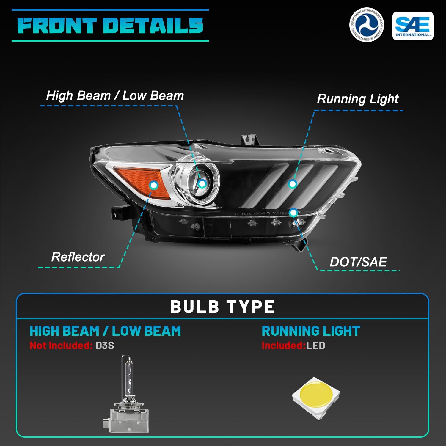 ford mustang led headlights