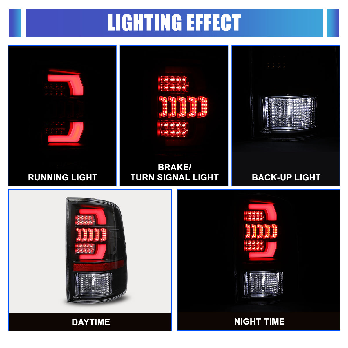 For 2009-2018 Dodge Ram 1500 2500 3500 Factory Halogen/2019-2024 Dodge Ram 1500 Classic Factory LED Taillights - Clear / Black