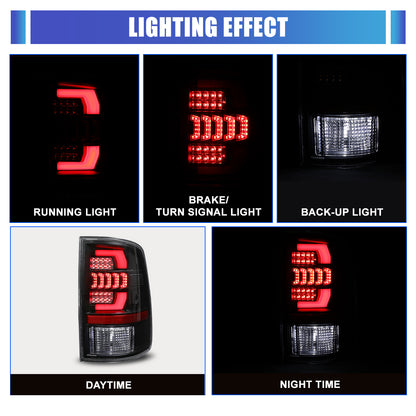 For 2009-2018 Dodge Ram 1500 2500 3500 Factory Halogen/2019-2024 Dodge Ram 1500 Classic Factory LED Taillights - Clear / Black