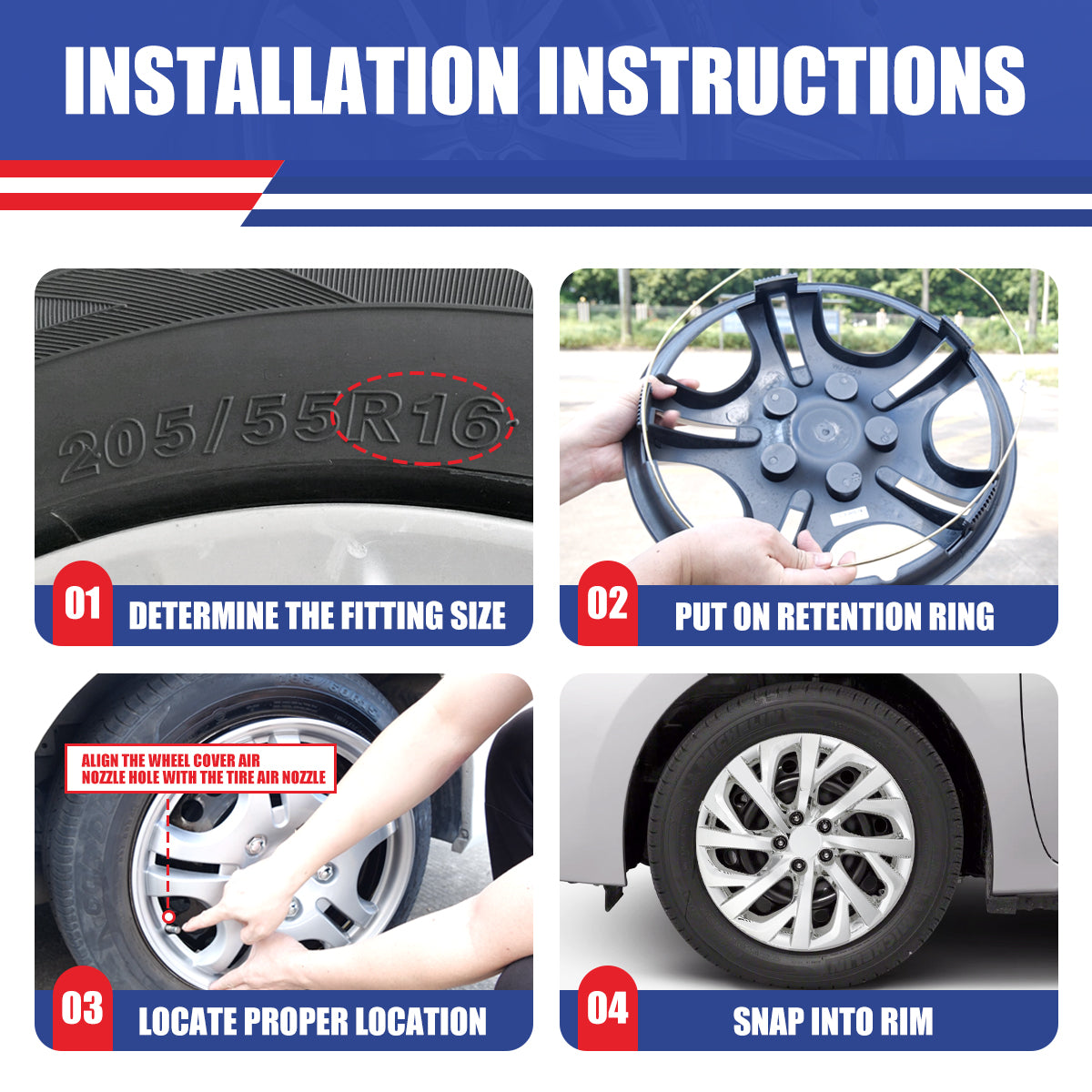 WINJET 16' Hubcaps Wheel Rims Cover for 2009-2026 TOYOTA COROLLA/2009-2014 TOYOTA MATRIX - Chrome