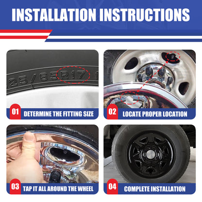 WINJET 17' Hubcaps Wheel Rims Cover for 2014-2019 Chevy Silverado and GMC Sierra - Black Lacquer