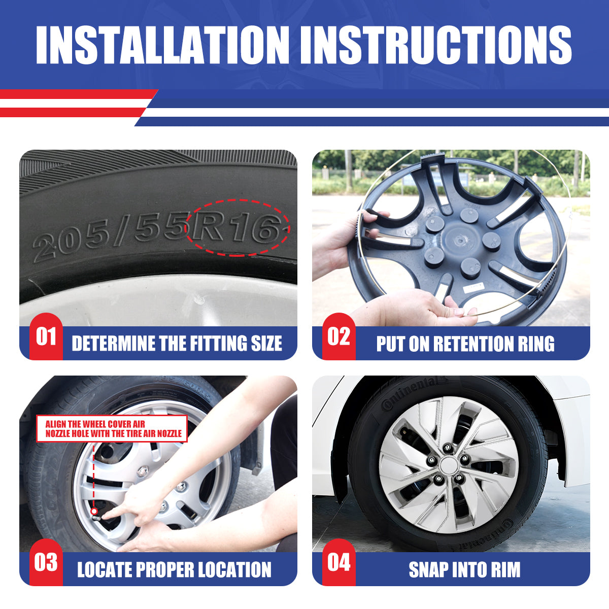 WINJET 16' Hubcaps Wheel Rims Cover for 2019-2023 Nissan Altima - Chrome