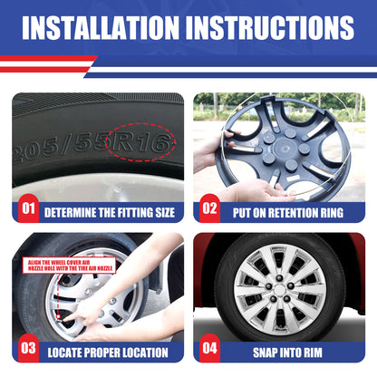 WINJET 16' Hubcaps Wheel Rims Cover for 2013-2019 NISSAN SENTRA & 2011-2017 NISSAN LEAF  - Chrom