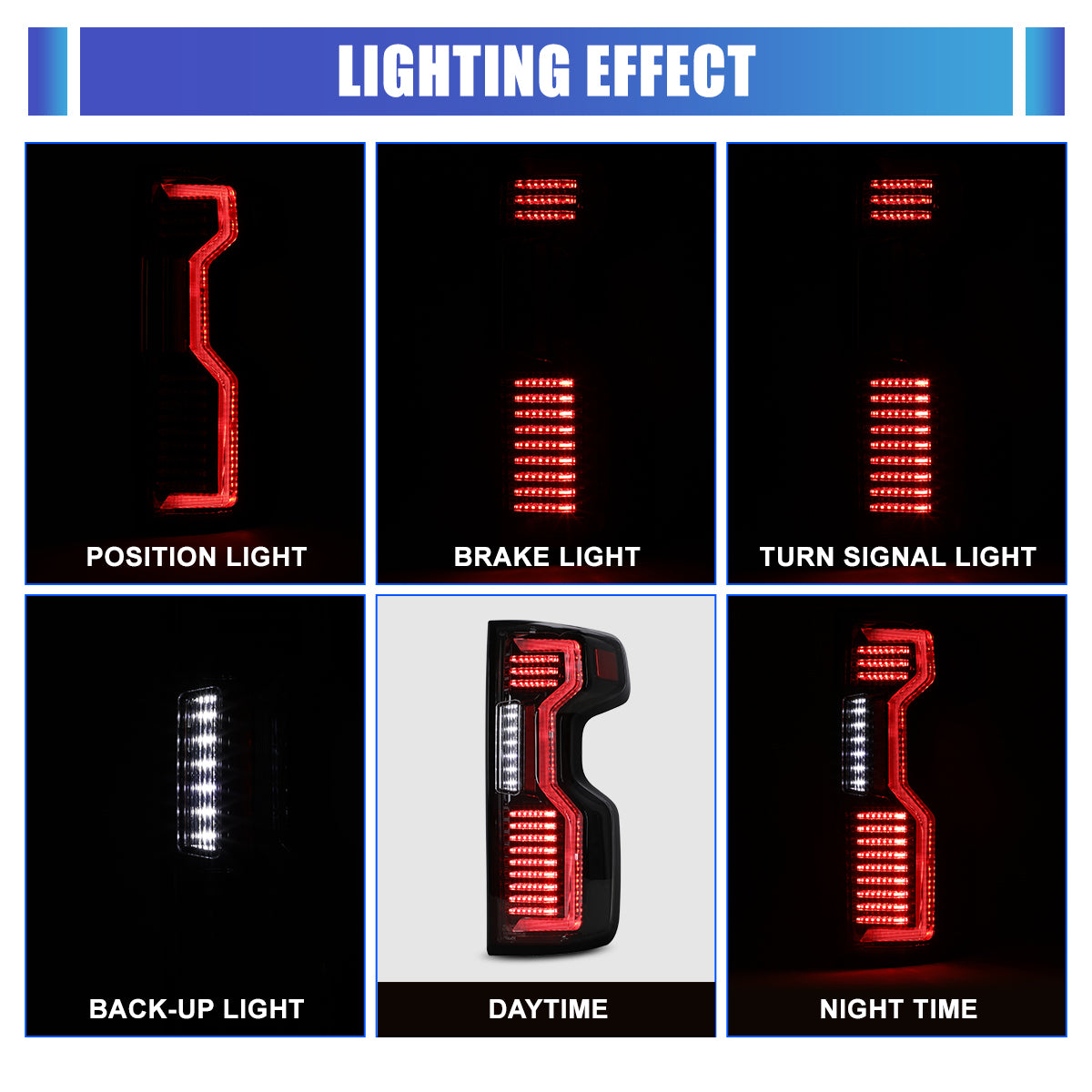 For 2019-2025 Chevy Silverado 1500 2500 HD/3500 HD LED Taillight - Glossy Black / Clear