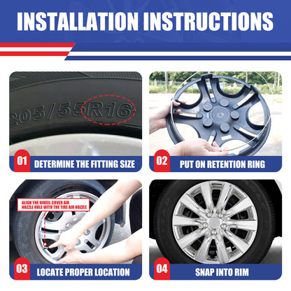 WINJET 16' Hubcaps Wheel Rims Cover for 2009-2026 TOYOTA COROLLA/2009-2014 TOYOTA MATRIX - Chrome (With Decorative Screws)