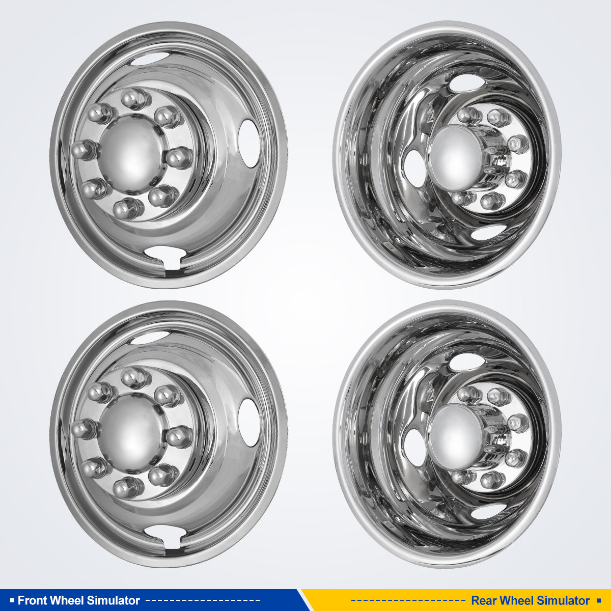 WINJET 16" 8 lugs 4 Hand Holes Dually Wheel Simulators for 1988-2000 Chevy GMC 3500/1987-1997 Ford F350/1994-1999 Dodge Ram/2008-2025 Ford E350 E450 Van