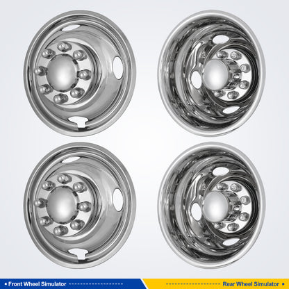 WINJET 16" 8 lugs 4 Hand Holes Dually Wheel Simulators for 1988-2000 Chevy GMC 3500/1987-1997 Ford F350/1994-1999 Dodge Ram/2008-2025 Ford E350 E450 Van