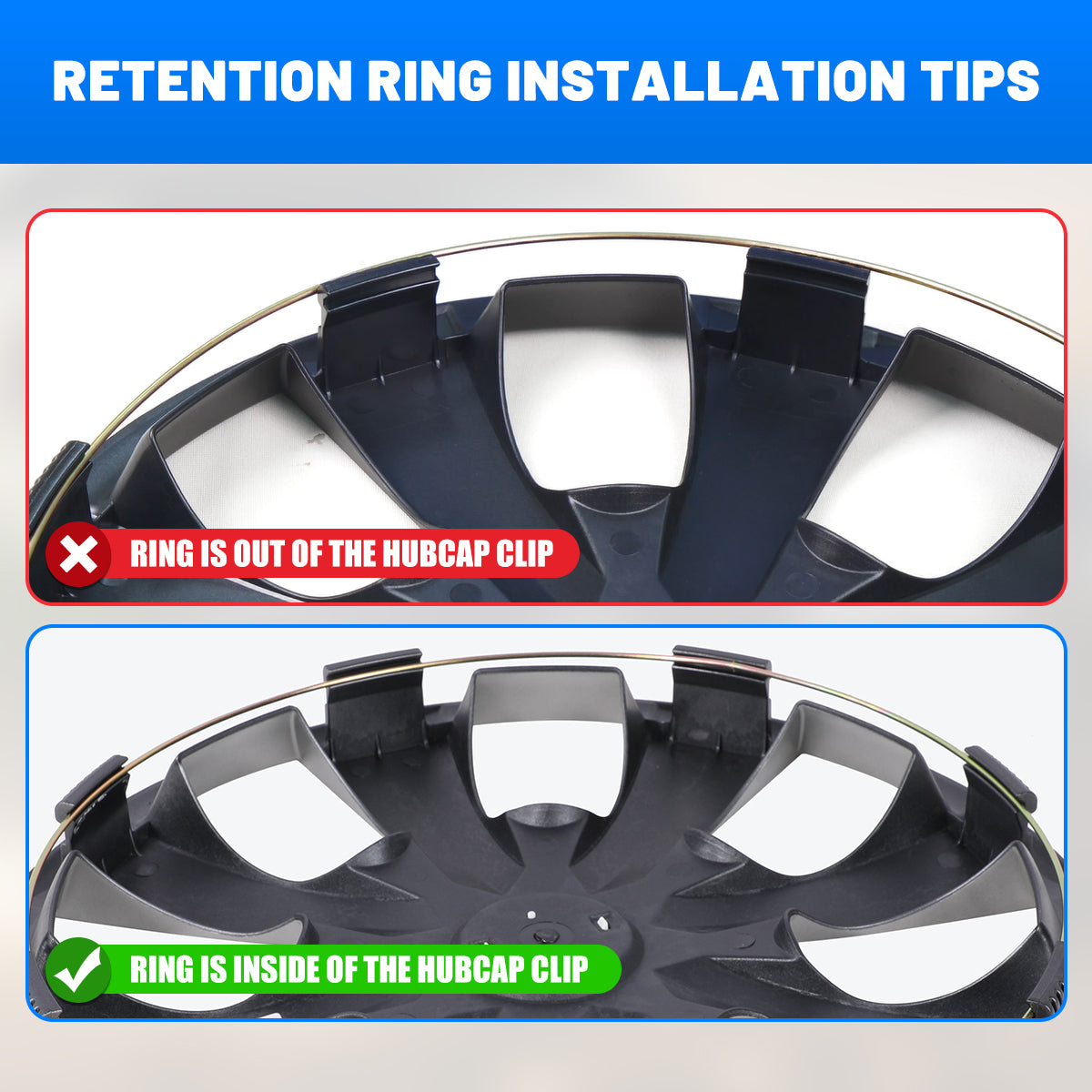 WINJET 16 inch Hubcaps Wheel Covers 5086 - Black Lacquer