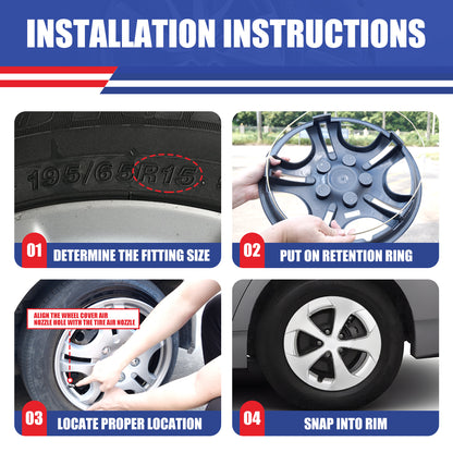 WINJET 15' Hubcaps Wheel Rims Cover for 2010-15 TOYOTA PRIUS - Chrome