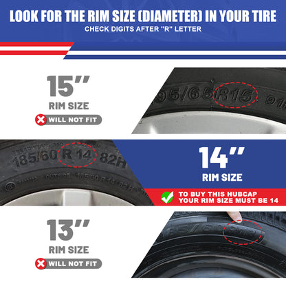 WINJET 14' Hubcaps Wheel Rims Cover for 2014-2025 Mitsubishi Mirage  - Black Lacquer