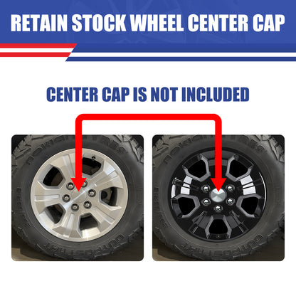 WINJET 18' Hubcaps Wheel Rims Cover for 2014-2019 Chevy Silverado - Black Lacquer