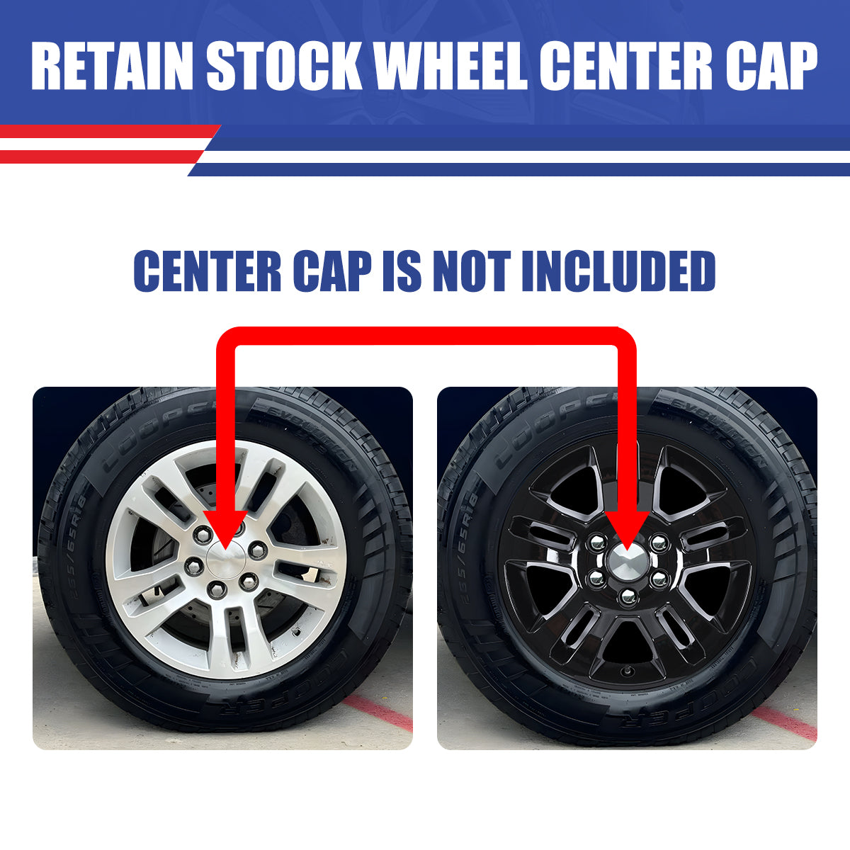 WINJET 18' Hubcaps Wheel Rims Cover for 2014-2019 Chevy Silverado 1500/2015-2020 Chevy Suburban Tahoe - Black