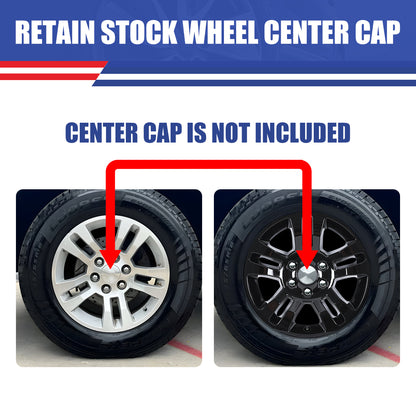 WINJET 18' Hubcaps Wheel Rims Cover for 2014-2019 Chevy Silverado 1500/2015-2020 Chevy Suburban Tahoe - Black