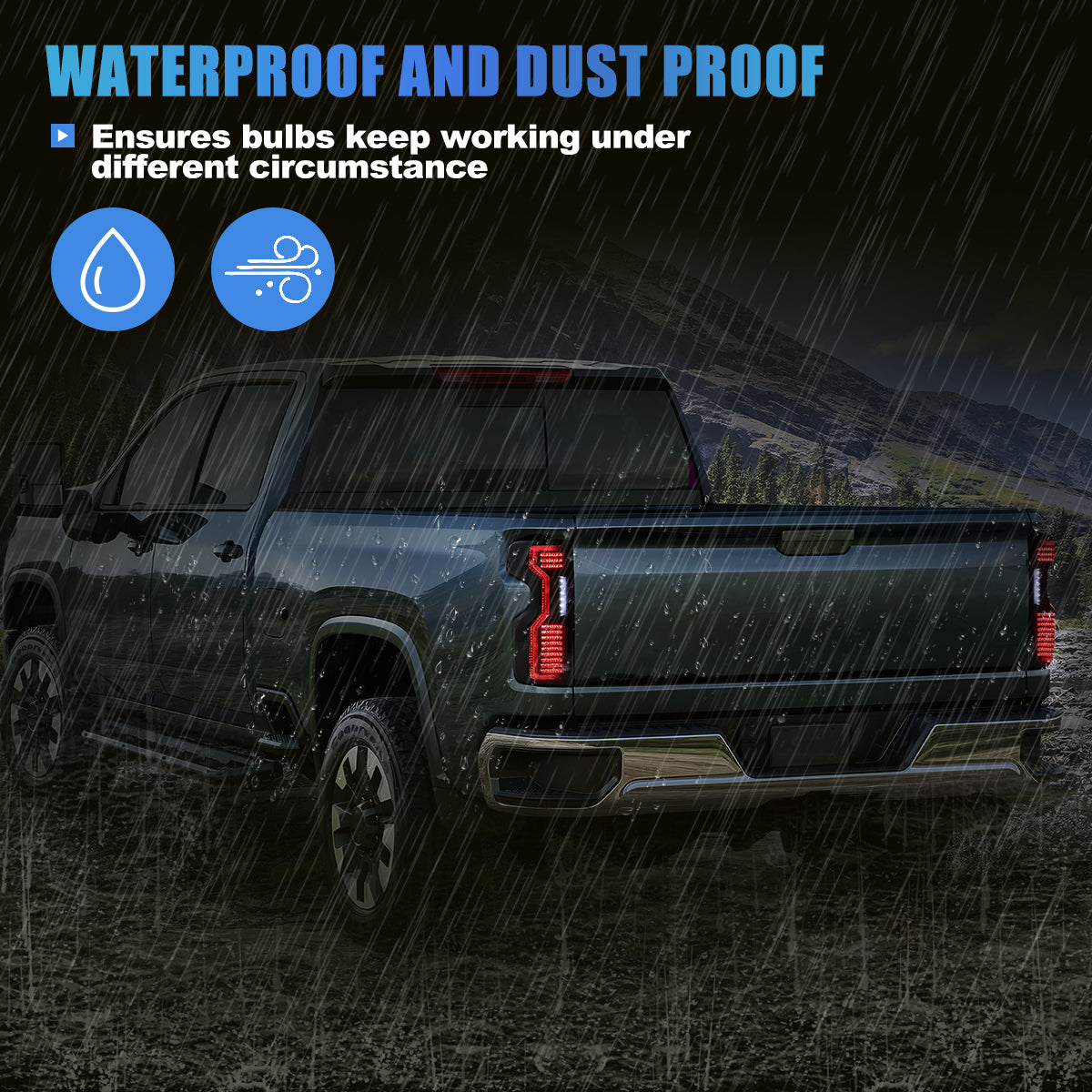 For 2019-2025 Chevy Silverado 1500 2500 HD/3500 HD LED Sequential Taillight - Black / Smoke