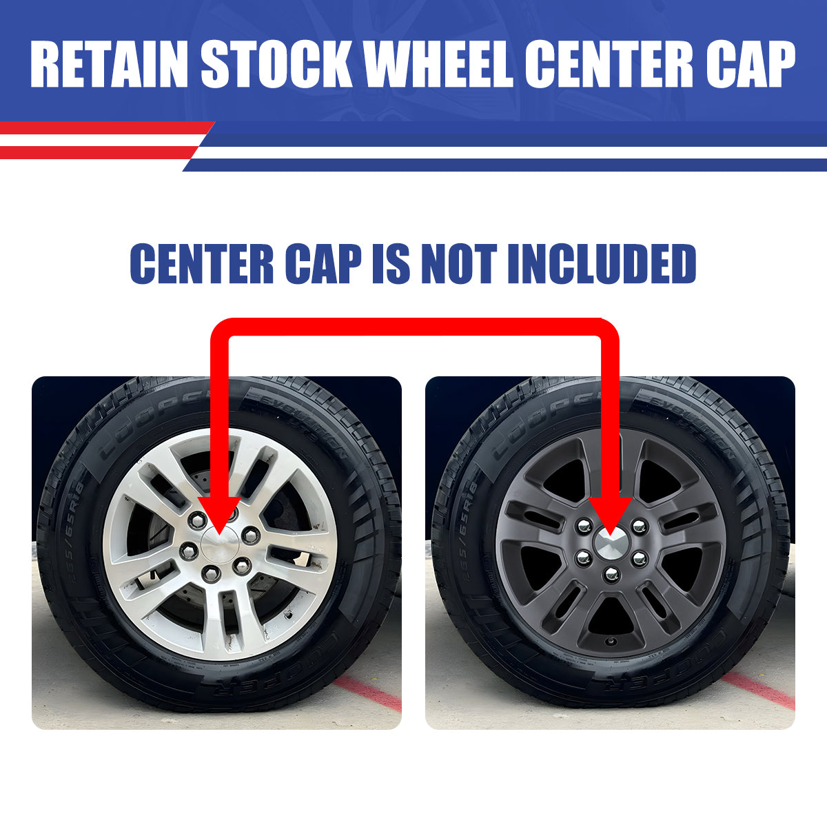 WINJET 18' Hubcaps Wheel Rims Cover for 2014-2019 Chevy Silverado 1500/2015-2020 Chevy Suburban Tahoe - Matte Black