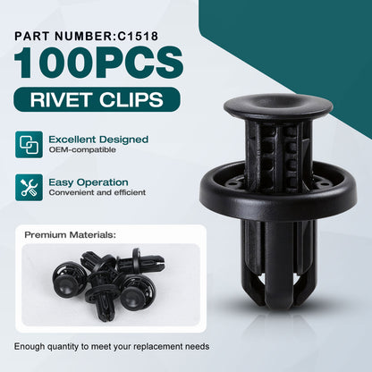 Premium Bumper, Fender & Engine Splash Shield Retainer Clips Set for Honda & Acura Vehicles