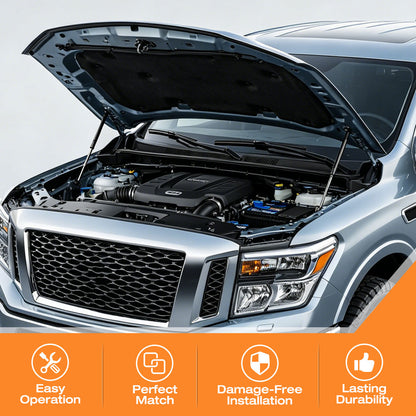 Hydraulic Hood Lift Supports for 2016-2022 Nissan Titan XD & PRO-4X, Platinum, S, SL, SV, Base