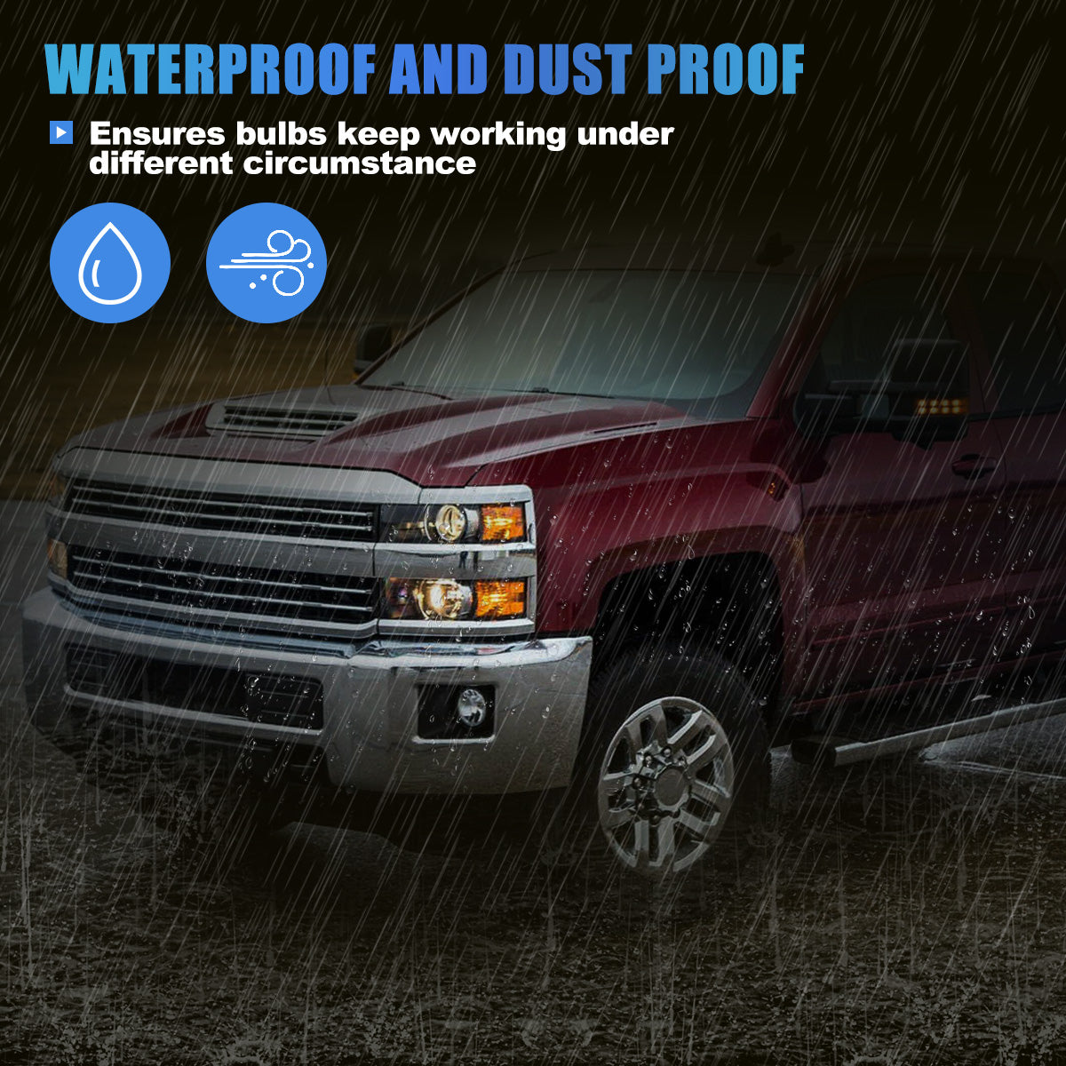 Phares avant pour Chevy Silverado 2015-2019 2500 HD/3500 HD côtés droits 1 pièce boîtier noir brillant chromé/transparent