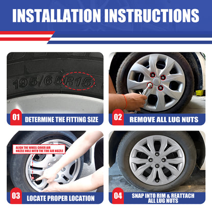 WINJET 15' Hubcaps Wheel Rims Cover for 2018-2022 HYUNDAI ACCENT SEDAN/ 2018-2023 KIA RIO SEDAN  - Sliver