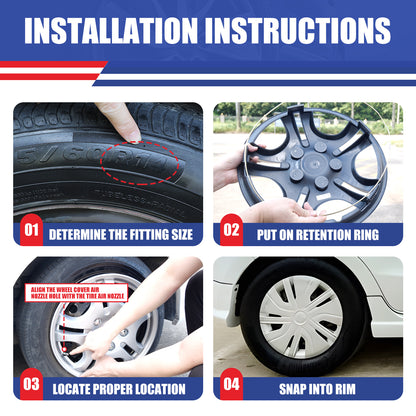 WINJET 14' Hubcaps Wheel Rims Cover for 2014-2025 Mitsubishi Mirage  - Sliver