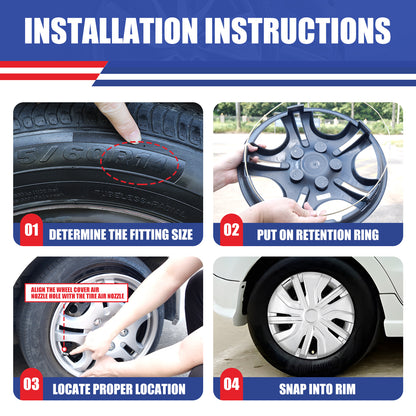 WINJET 14' Hubcaps Wheel Rims Cover for 2014-2025 Mitsubishi Mirage  - Chrome