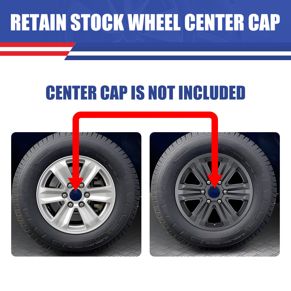 WINJET 17' Hubcaps Wheel Rims Cover for 2015-2020 Ford F-150 - Matte Black