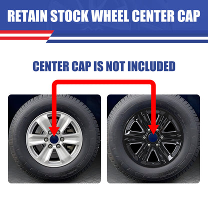 WINJET 17' Hubcaps Wheel Rims Cover for 2015-2020 Ford F-150 - Black Lacquer